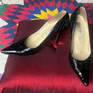 Jimmy Choo black Patent Leather Pointed
Toe Heels 3 1/2 inch sz 40